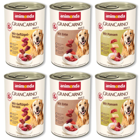 Grancarno Nourriture Humide pour Chien Adulte - 6 x 400 g, Ingrédients 100% Frais