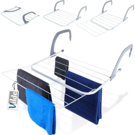 Séchoir à Vêtements Pliable Vilde pour Radiateur - Métal Blanc 55 x 50,5 cm