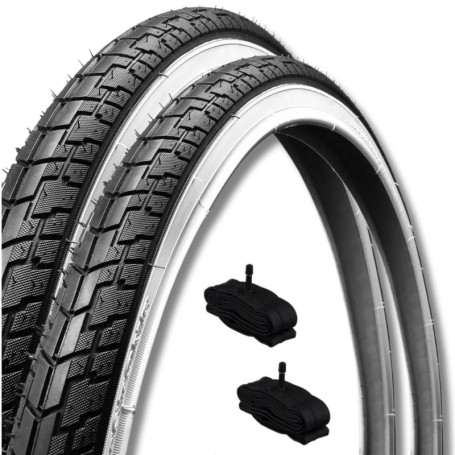 Pack de 2 Pneus 24" et 2 Chambres à Air ECOVELO pour Vélo de Ville