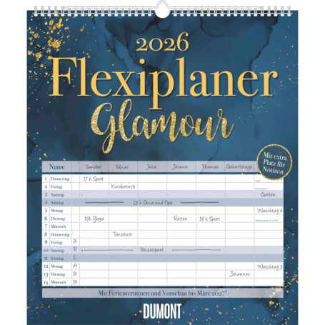 Agenda Mural Glamour 2026 DUMONT - Planificateur Familial Élégant 35 x 40 cm