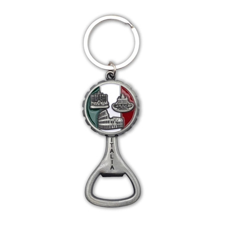 Porte-clés Rome avec Tire-Bouchon Intégré - Design Tricolore