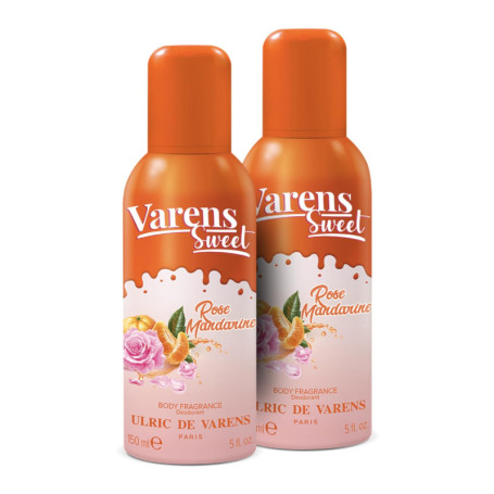 Ulric de Varens Sweet Rose Mandarine - Parfum Déodorant Femme 2-en-1 - Lot de 2 Vaporisateurs 150 ml