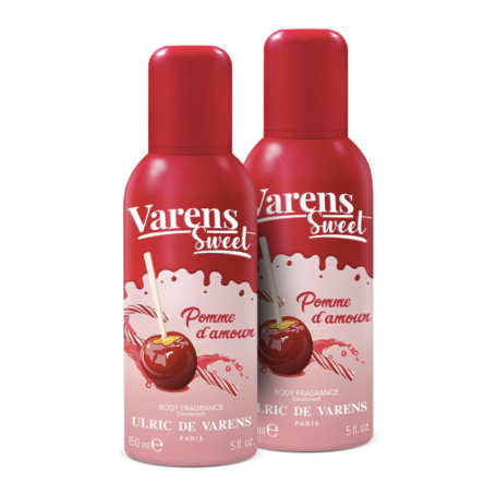 Ulric de Varens Body Fragrance Sweet Pomme d'Amour - Parfum Déodorant Femme 2-en-1 - Lot de 2 x 150 ml