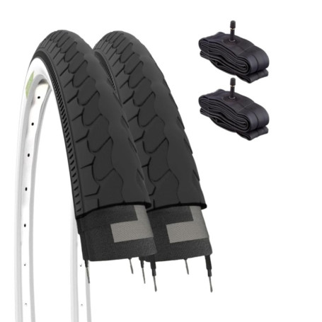 Lot de 2 Pneus 26 x 1 3/8 BianCONERI avec Chambres à Air pour Vélo