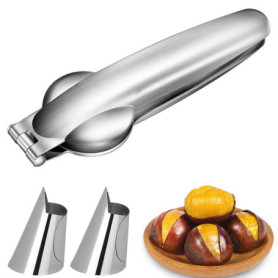 Pince à Châtaignes Ergonomique en Acier Inoxydable - Outil Multi-Fonctions