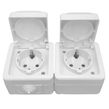 Prise Allemande Grise à Montage en Surface - Design Moderne et Sécurisé