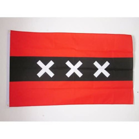 Drapeau Amsterdam 150x90 cm en Polyester avec Oeillets Métalliques