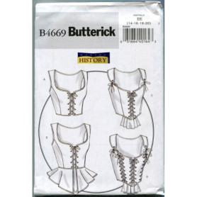Patron de Corset Blanc Butterick B4669 pour Adultes Taille EE 42 à 48