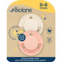 Sucettes Biolane Rondes en Caoutchouc Naturel - Lot de 2 pour Bébé 0-6 Mois - Rose et Beige