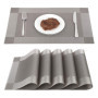 Set de Table Lavable en PVC et Polyester - Lot de 6 Antidérapants Gris