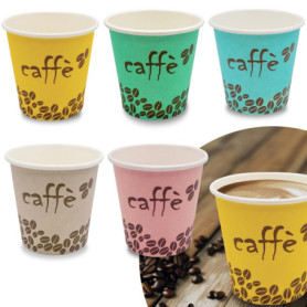Caffetti Lot de 200 Verres à Café Jetables Multicolores - 75 ml en Carton Recyclable