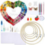 Kit de Broderie Complet Auped - 211 Pièces avec 150 Fils et Anneaux en Bambou