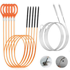 Kit de Débouchage Flexible pour Canalisation - 7 Pièces avec Brosse de Nettoyage