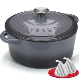 Cocotte en Fonte Émaillée OVERMONT Ø24 cm - Casserole Antiadhésive avec Couvercle