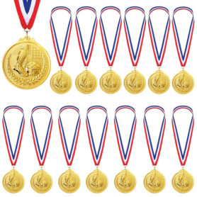 Lot de 15 Médailles de Football en Métal Doré avec Rubans pour Enfants