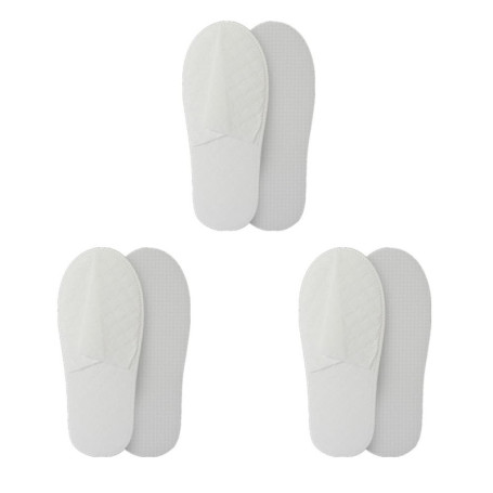 Lot de 3 Pantoufles Antidérapantes Blanches pour Homme et Femme