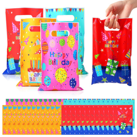 Lot de 50 Sacs Cadeau Anniversaire Colorés - Idéal pour Enfants