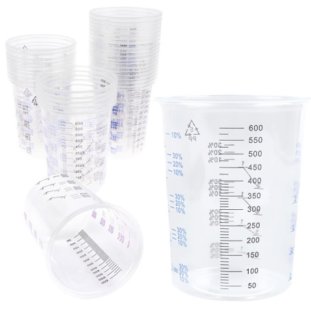 Pack de 50 Gobelets Doseurs en Plastique 600ml pour Peinture et Résine