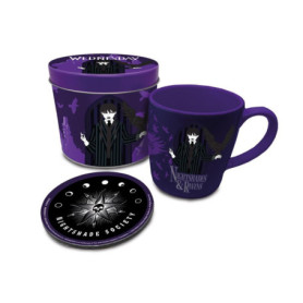 Coffret Mug en Céramique Mercredi avec Boîte Métal et Sous-Verre - 330ml