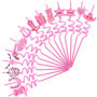 Lot de 14 Pailles Roses Pliables avec Motifs Cow-boy pour Fête
