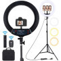 Ring Light 18 Pouces avec Trépied - Lampe Annulaire Réglable pour Vidéo et Maquillage