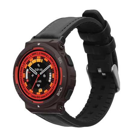 Bracelet en cuir et silicone pour Amazfit Active Edge - Noir