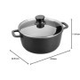 Faitout en Fonte d'Aluminium Noir avec Couvercle en Verre - 20 cm
