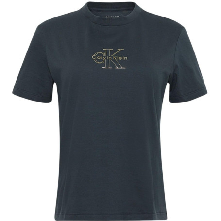 T-Shirt Femme Calvin Klein Classic Bleu Inkwell à Manches Courtes