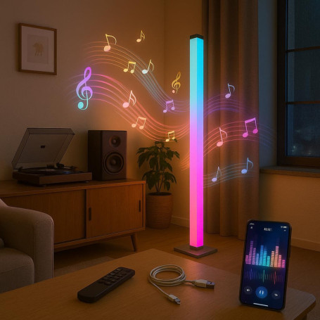 Lampadaire RGBIC M mimotec 5W avec télécommande et mode musique