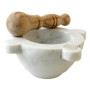 Mortier en Marbre Blanc avec Pilon en Bois - 18 cm