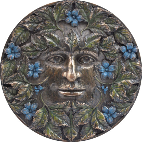 Plaque Murale Bronze Beltane avec Visage de L'Homme Vert - 16 cm