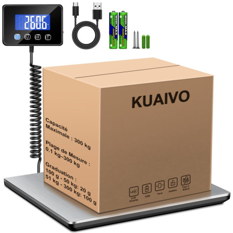 Balance de Cuisine KUAIVO 300kg avec Écran LCD et Fonction Tare