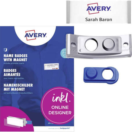 Lot de 5 Badges Nominatifs Magnétiques AVERY Zweckform Polar20