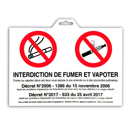 Panneau Adhésif Interdiction de Fumer - Chapuis 275 x 190 mm