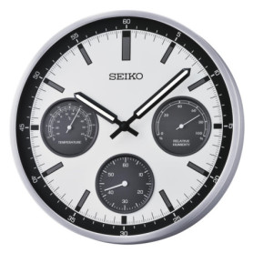 Horloge Murale Seiko Shelby Argentée 33 cm - Silencieuse et Élégante