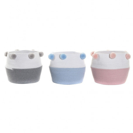 Panier DKD Home Decor Coton Pompons (3 pcs) (30 x 30 x 26 cm) 88,99 €