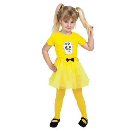Costume Bébé Moutarde avec T-shirt, Jupe Tutu et Collants