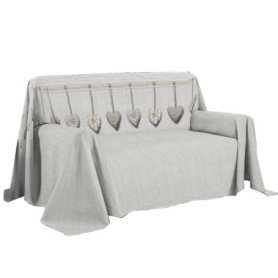 Housse de Canapé Beige Motif Cœur Suspendu - 250 x 290 cm