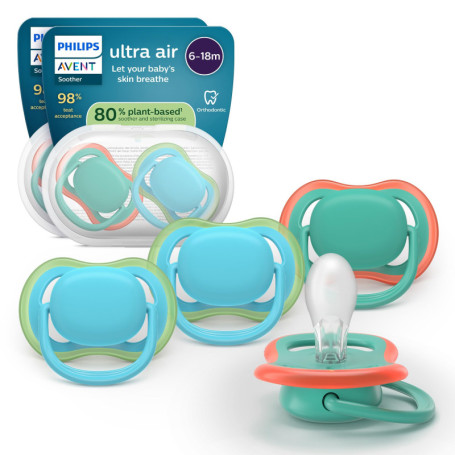Philips Avent Sucettes Ultra Air - Tétines Orthodontiques Écologiques pour Bébés 6-18 Mois