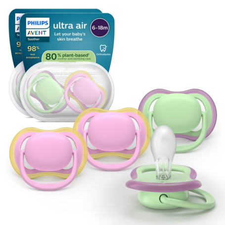 Philips Avent Sucettes Ultra Air - Tétines Orthodontiques Écologiques pour Bébés
