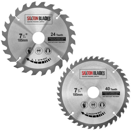 Lot de 2 lames de scie circulaire en carbure pour Bosch, Makita, Dewalt - 190 mm