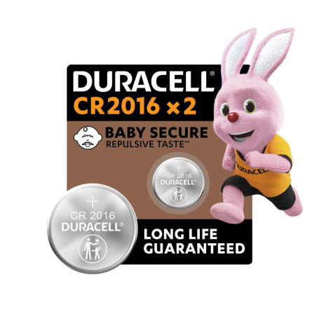 Piles Boutons Lithium Duracell 2016 - Lot de 2 avec Sécurité Enfant