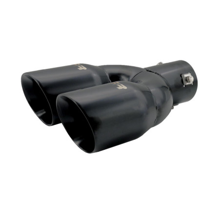 Embout d'Échappement Double Oblique Inox Noir Simoni Racing - 76mm