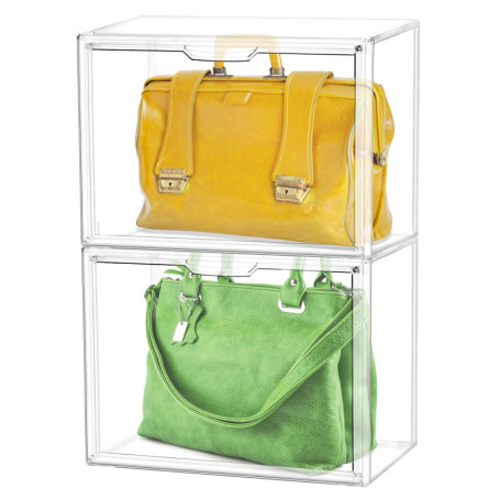 Organisateur de Sac à Main Transparent - Lot de 2 Boîtes Empilables