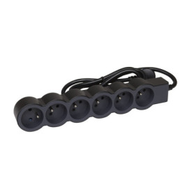 Rallonge Multiprise Extra-Plate Legrand 6 Prises 1,5m Noir et Gris