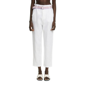 Pantalon Femme Gaufré ESPRIT en Lin Blanc