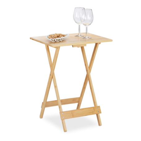Table Pliante en Bambou Relaxdays pour Salon et Terrasse