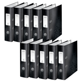 Classeur à levier A4 Leitz WOW Noir - Lot de 10, 80 mm