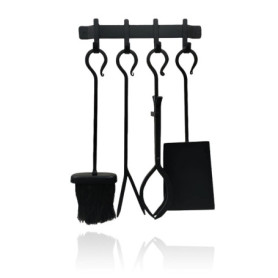 Kit d'Accessoires de Cheminée Relaxdays - 5 Pièces en Fer Noir