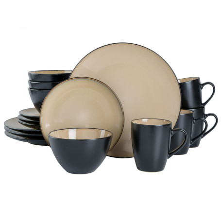 Service de Table Rond 16 Pièces Gibson Elite Soho Lounge - Taupe Élégant